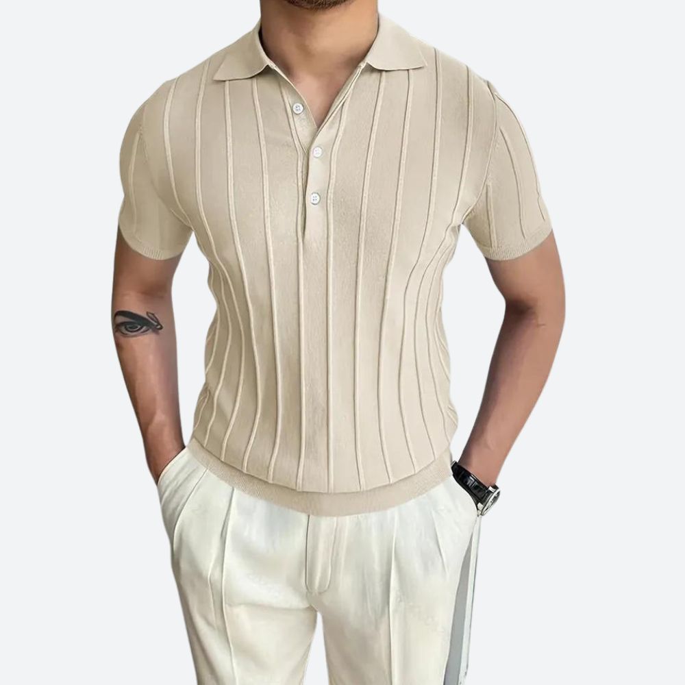 Stylowa Koszulka Polo Męska z Dekoltem w Szpic - Elastyczny Materiał dla Wygody i Stylu 2